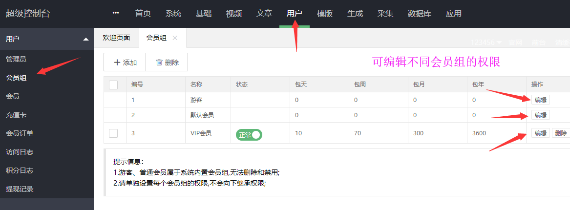 苹果cmsV10设置会员收费/VIP权限